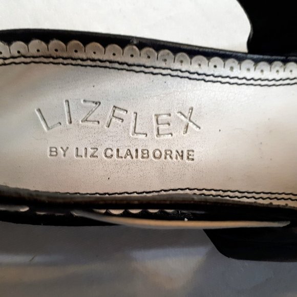 Lizflex Genuine Black Leather Low Heel Sling Back - Picture 7 of 11